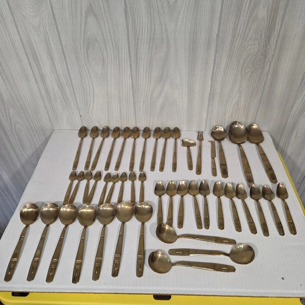 Bronzeware Thai Siam Flatware Set 137 Pieces Elephant Head Thailand Free Ship